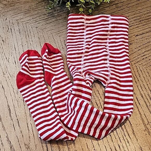 Red and white stripe stockings Rae Dunn One size but i say it fits 3/4 perfectly - Picture 8 of 8
